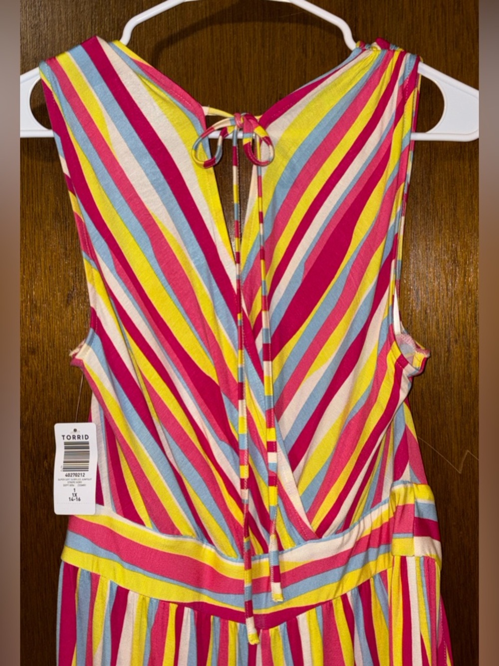 NWT- Torrid Super Soft Surplice Jumpsuit Striped Tie-Back- colorful- Never Worn